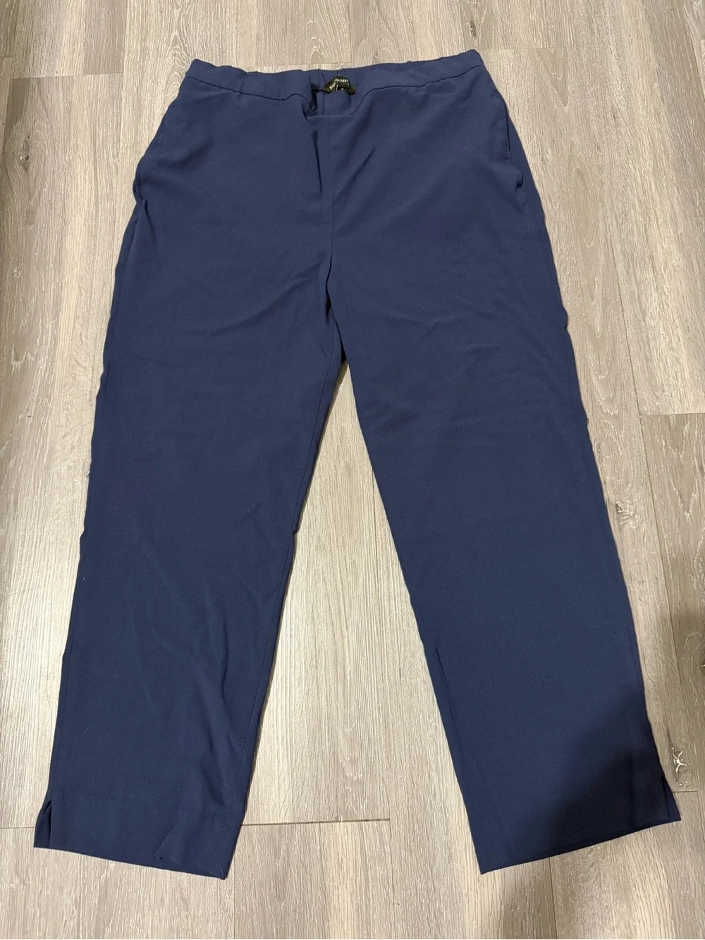 Banana Republic Navy Elastic Waist Pull On Straight Leg Trousers Dress Pants 14